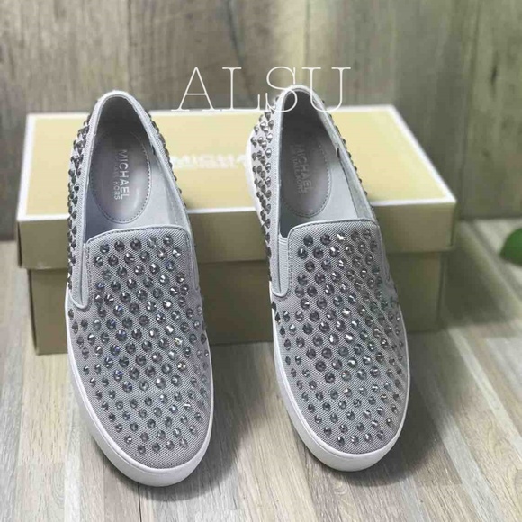 Michael Kors Shoes - Michael Kors Trent Slip On Aluminum Grey W AUTHENT